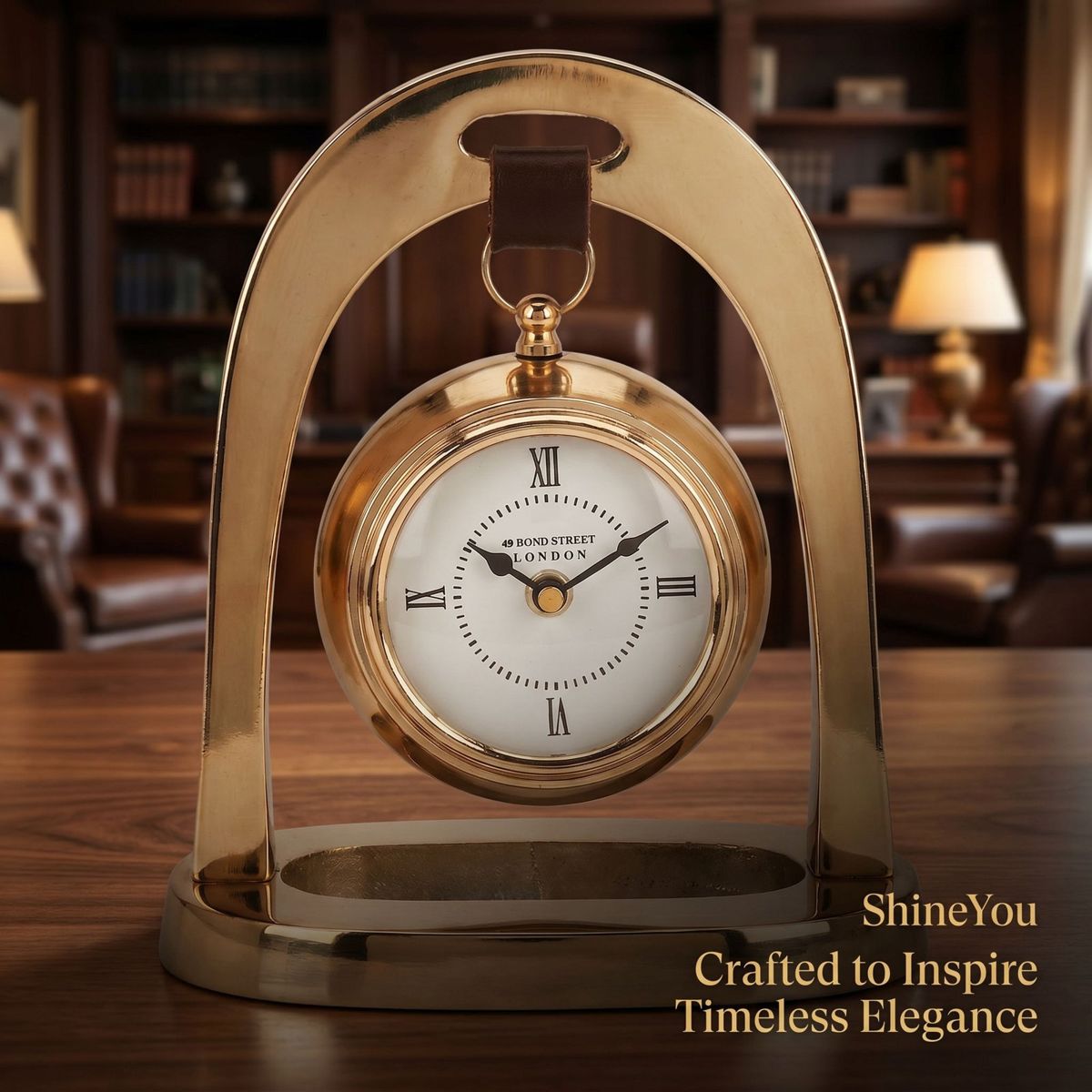 Hanging Brass Roman Numeral Table Clock