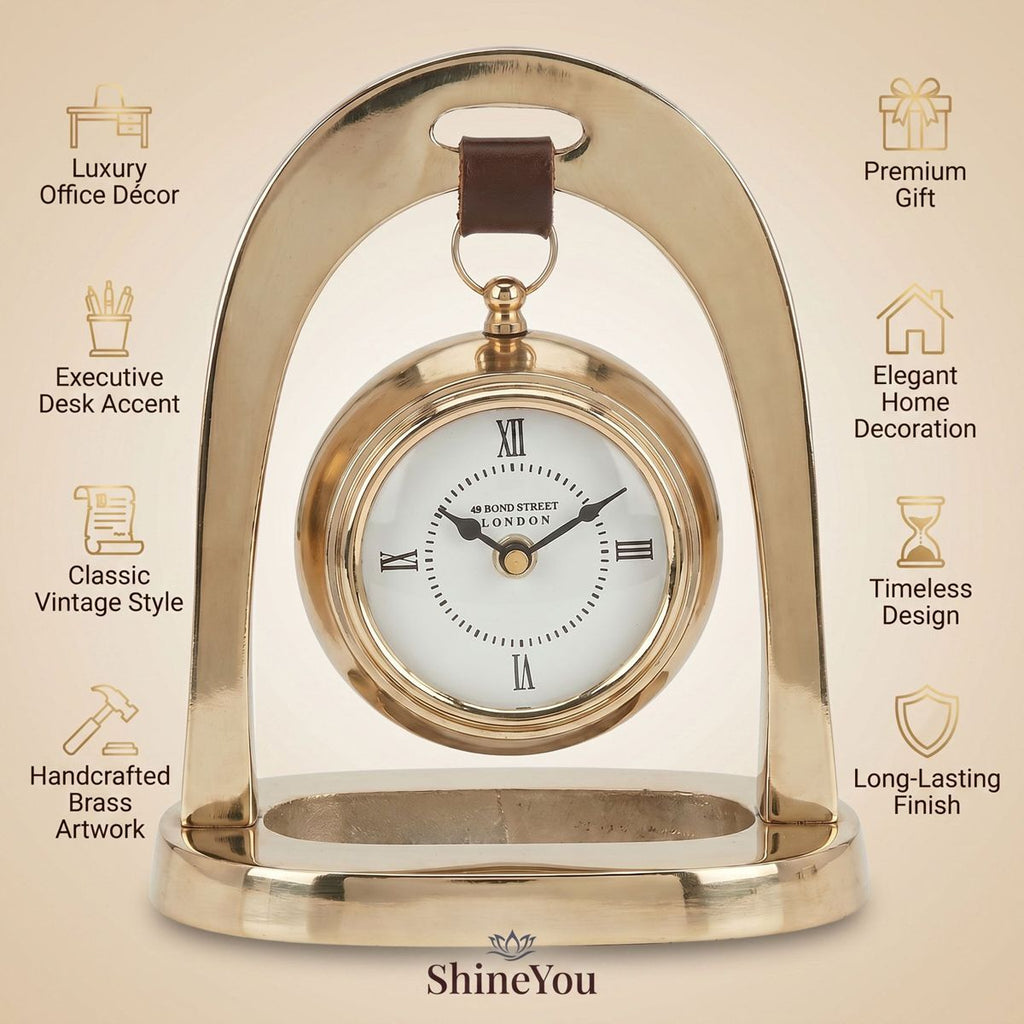 Hanging Brass Roman Numeral Table Clock