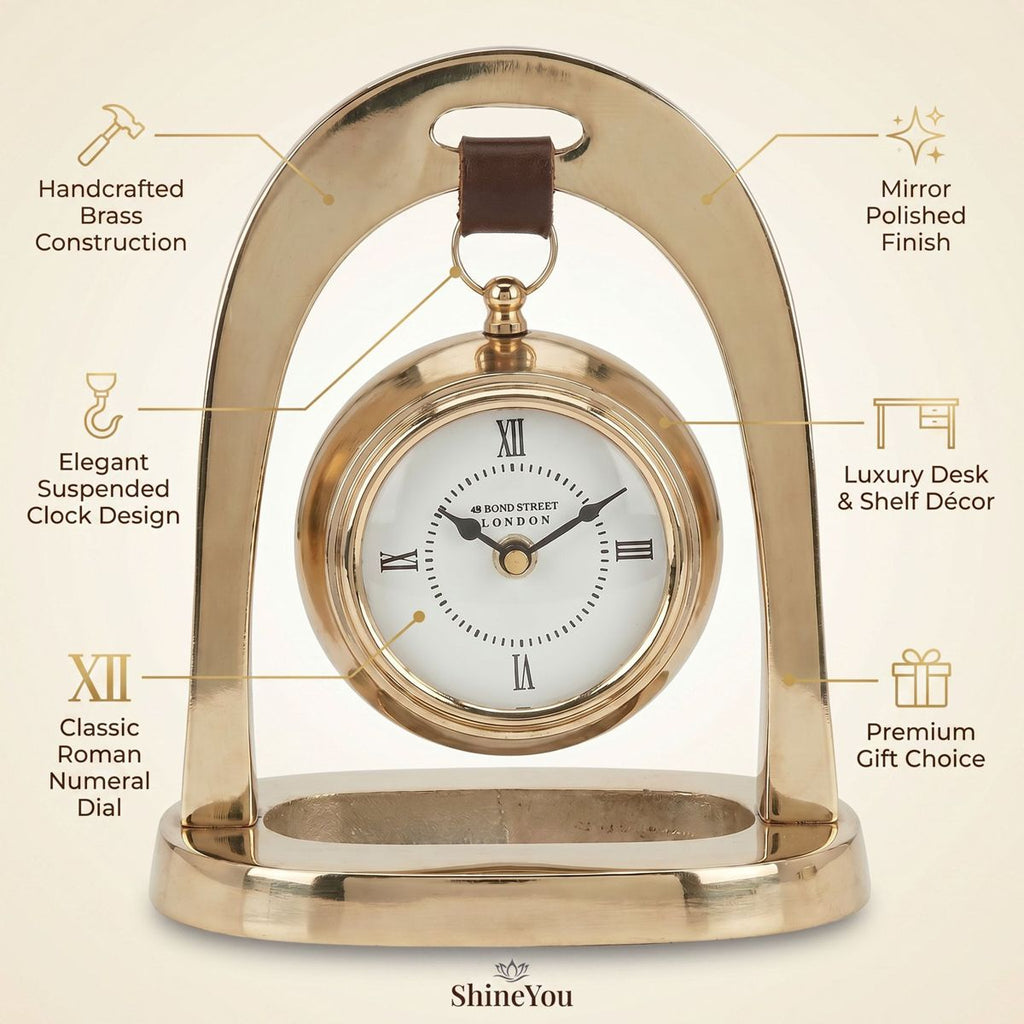 Hanging Brass Roman Numeral Table Clock