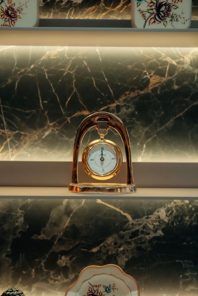Hanging Brass Roman Numeral Table Clock