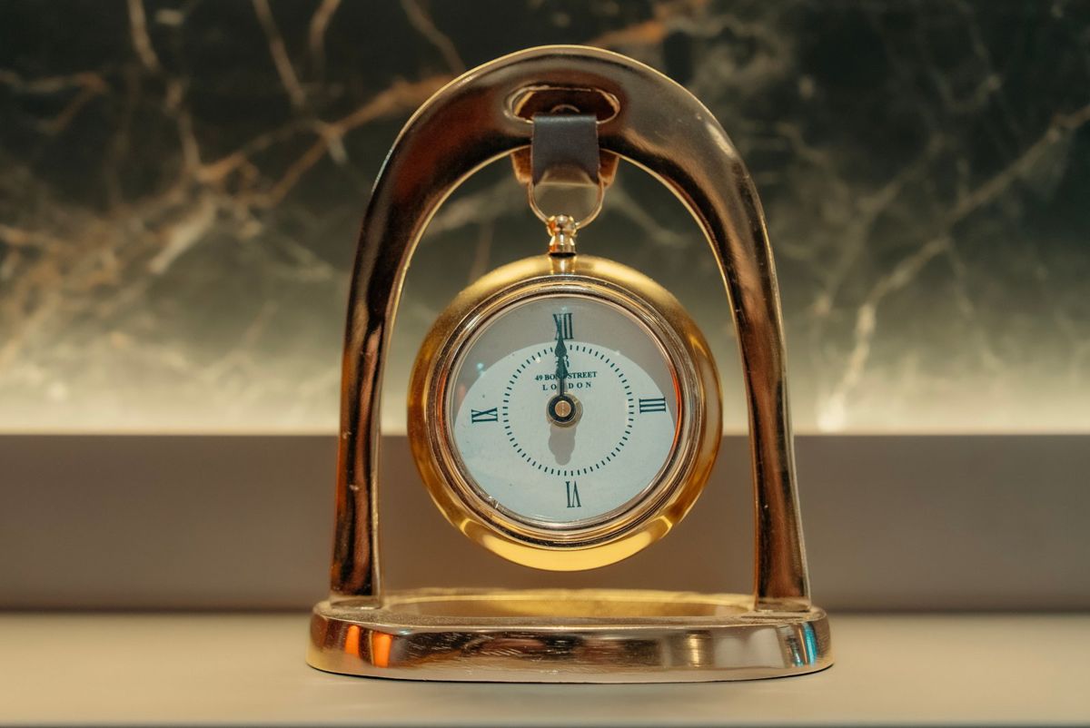 Hanging Brass Roman Numeral Table Clock