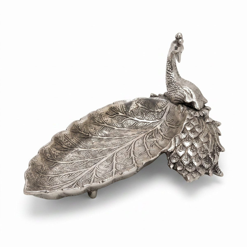 German Silver Peacock Leaf Tray