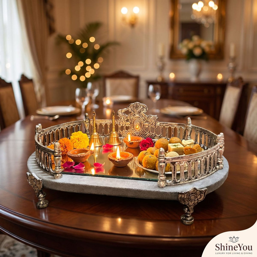 Silver Decorative Mirror Tray