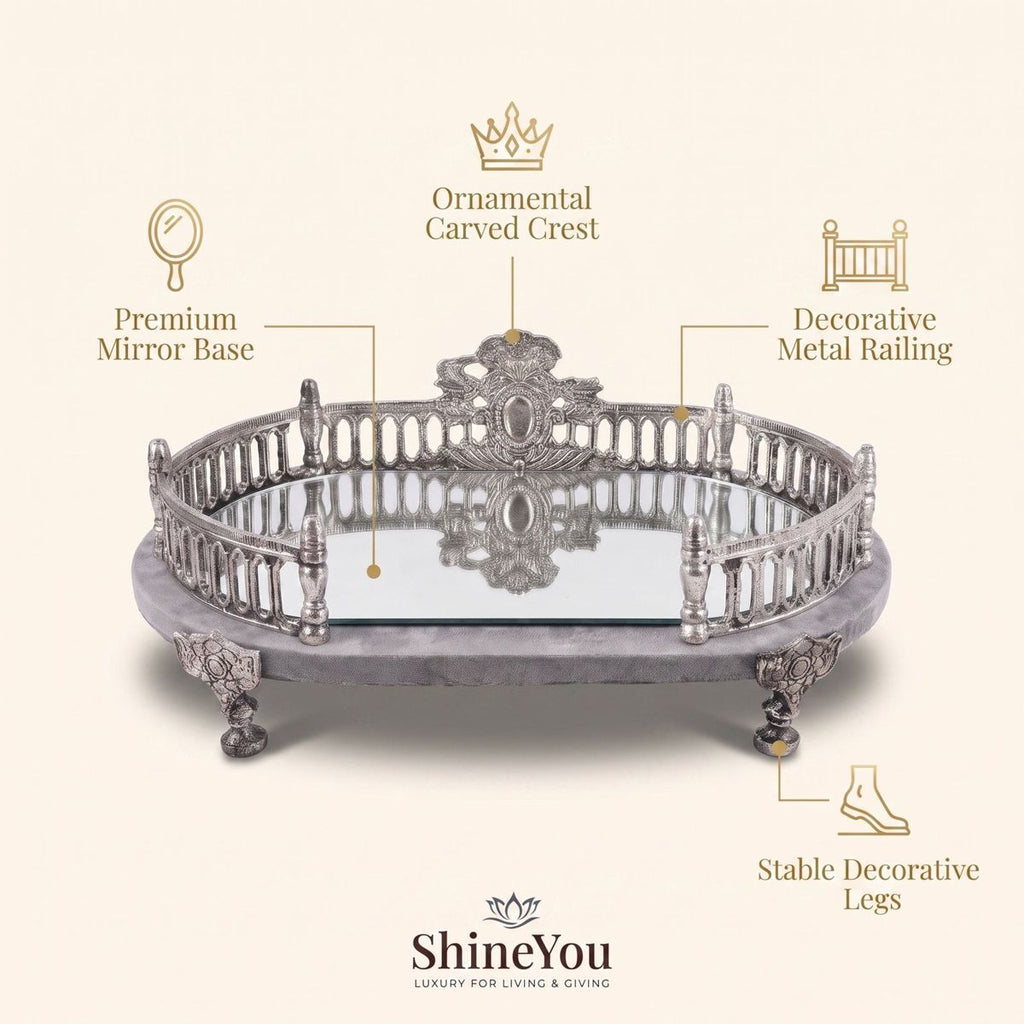Silver Decorative Mirror Tray