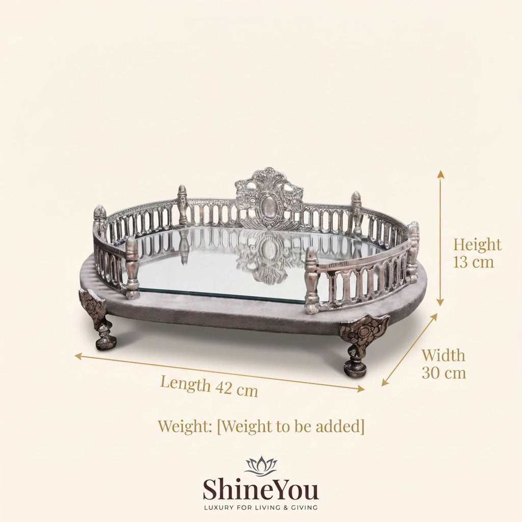 Silver Decorative Mirror Tray