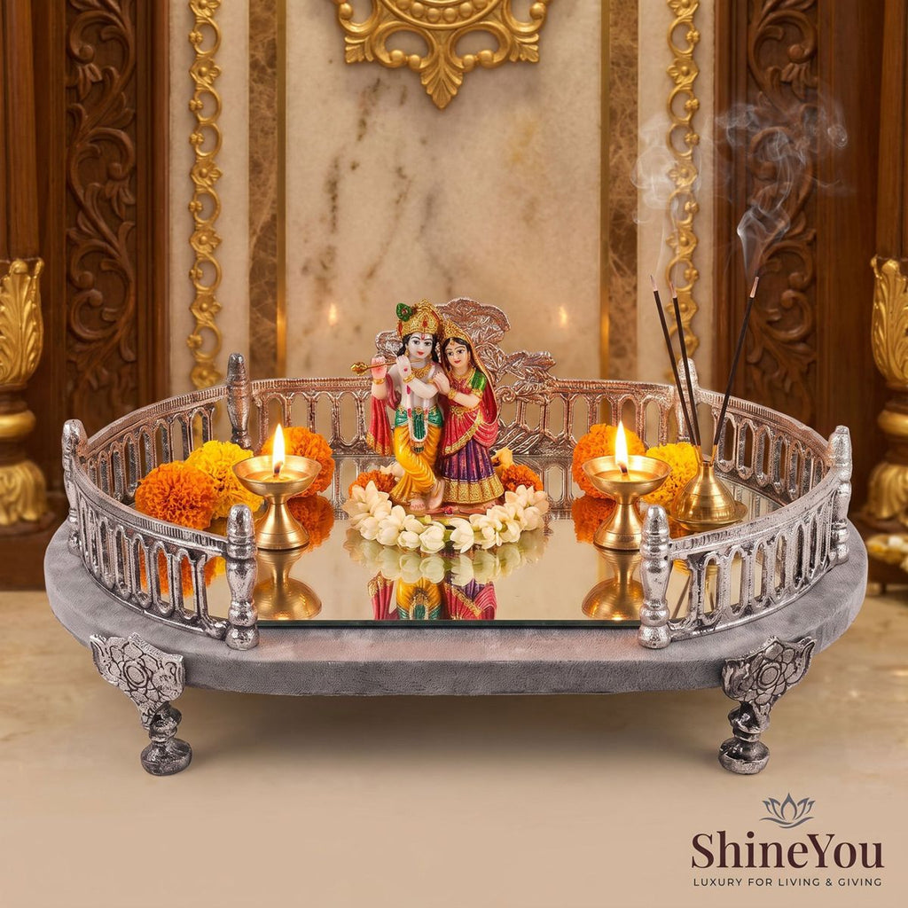Silver Decorative Mirror Tray