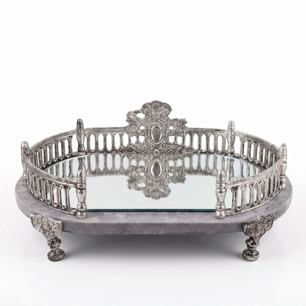 Silver Decorative Mirror Tray