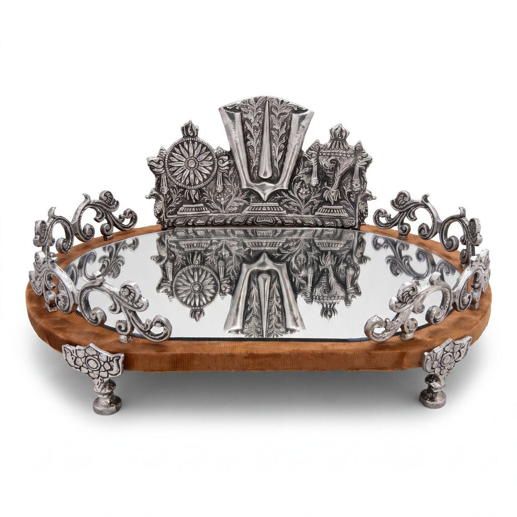 Balaji Mirror Tray with Wooden Base