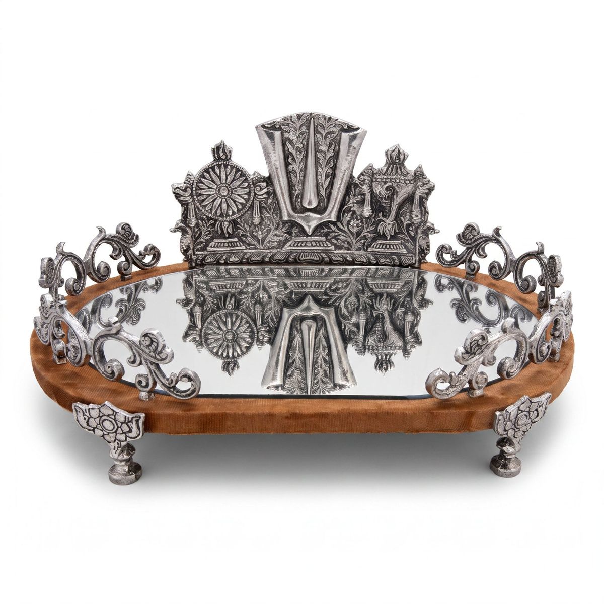 Balaji Mirror Tray with Wooden Base