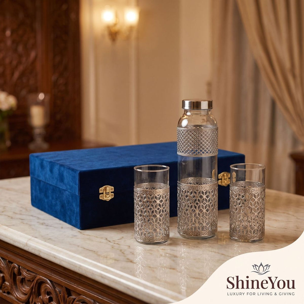 Glass Water Bottle & Two Glasses Gift Set