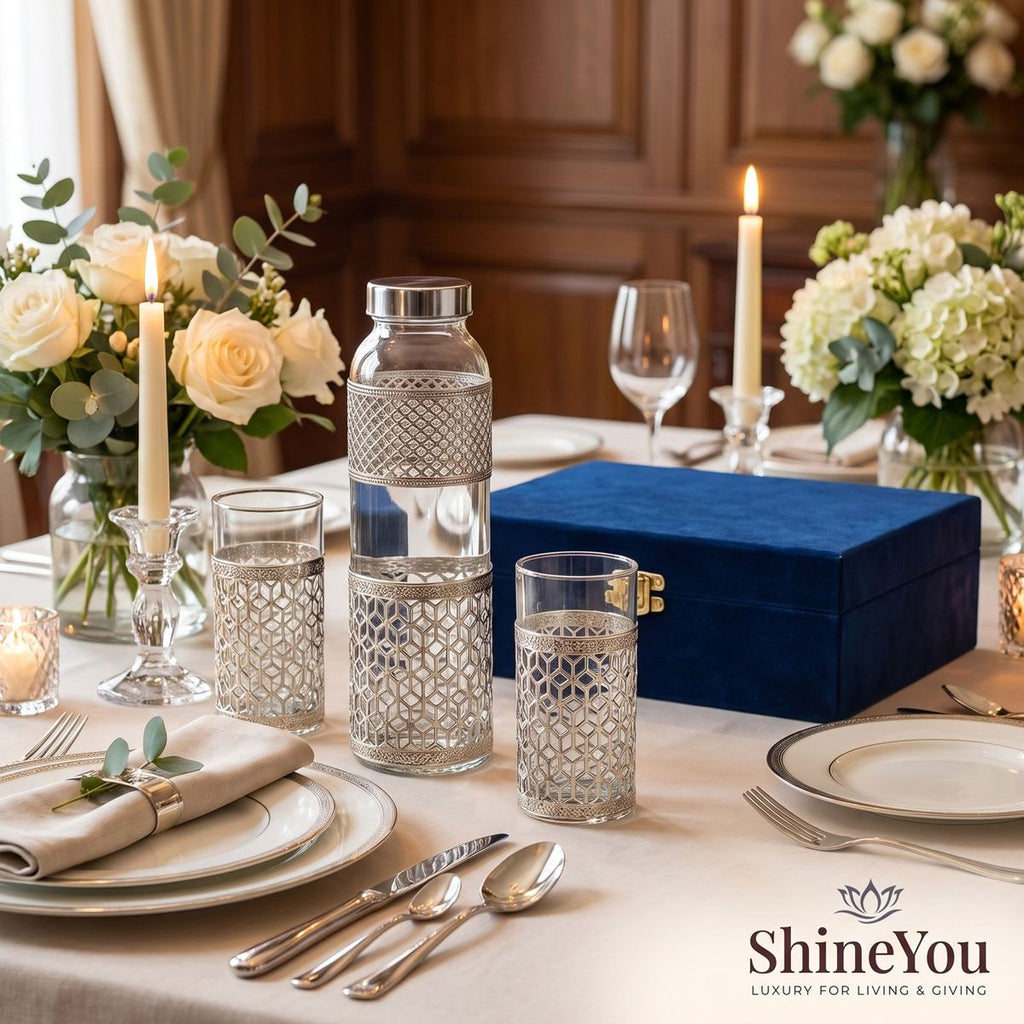 Glass Water Bottle & Two Glasses Gift Set