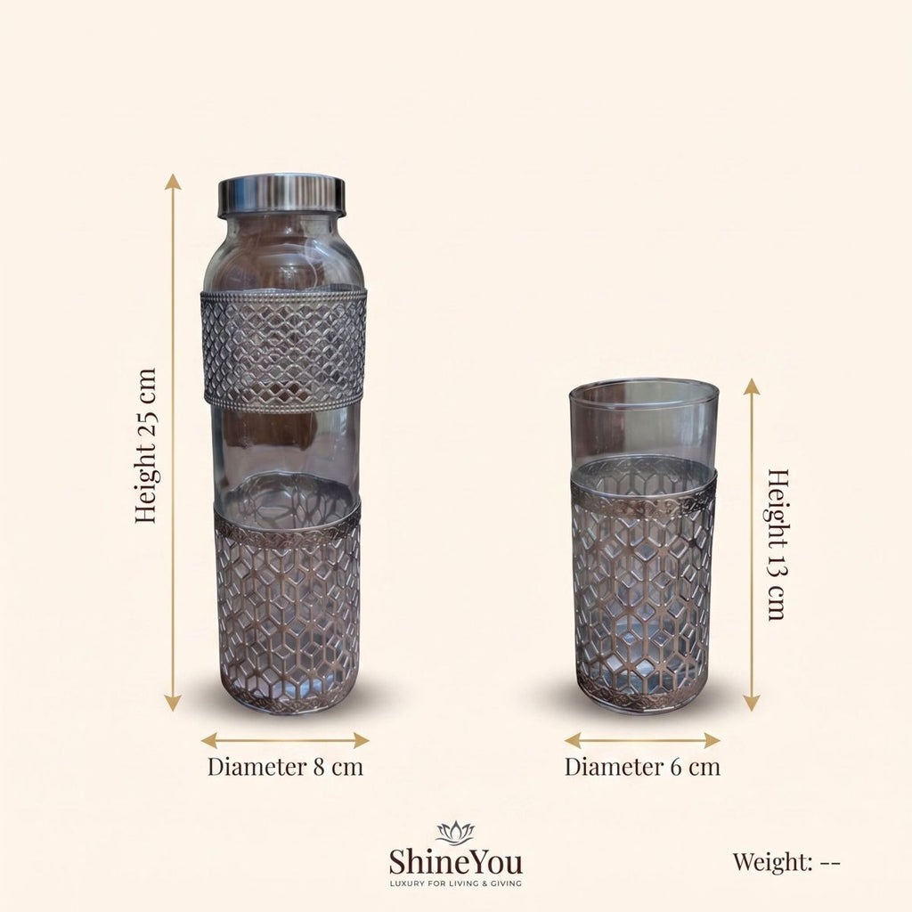 Glass Water Bottle & Two Glasses Gift Set