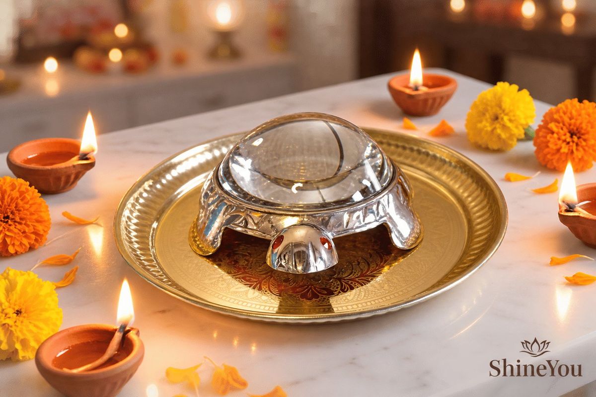 Shri Yantra Tortoise with Decorative Plate — I
