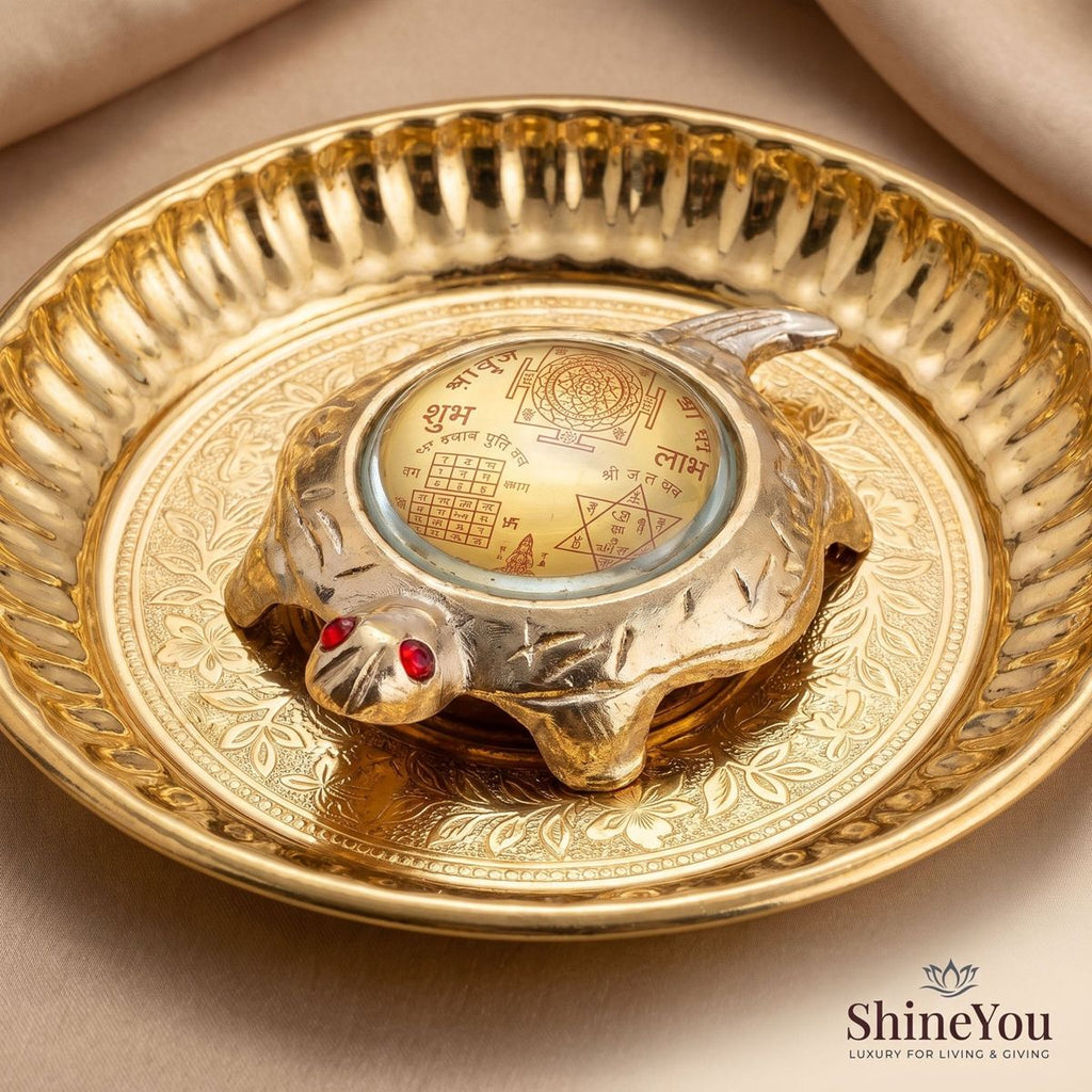 Shri Yantra Tortoise with Decorative Plate — II