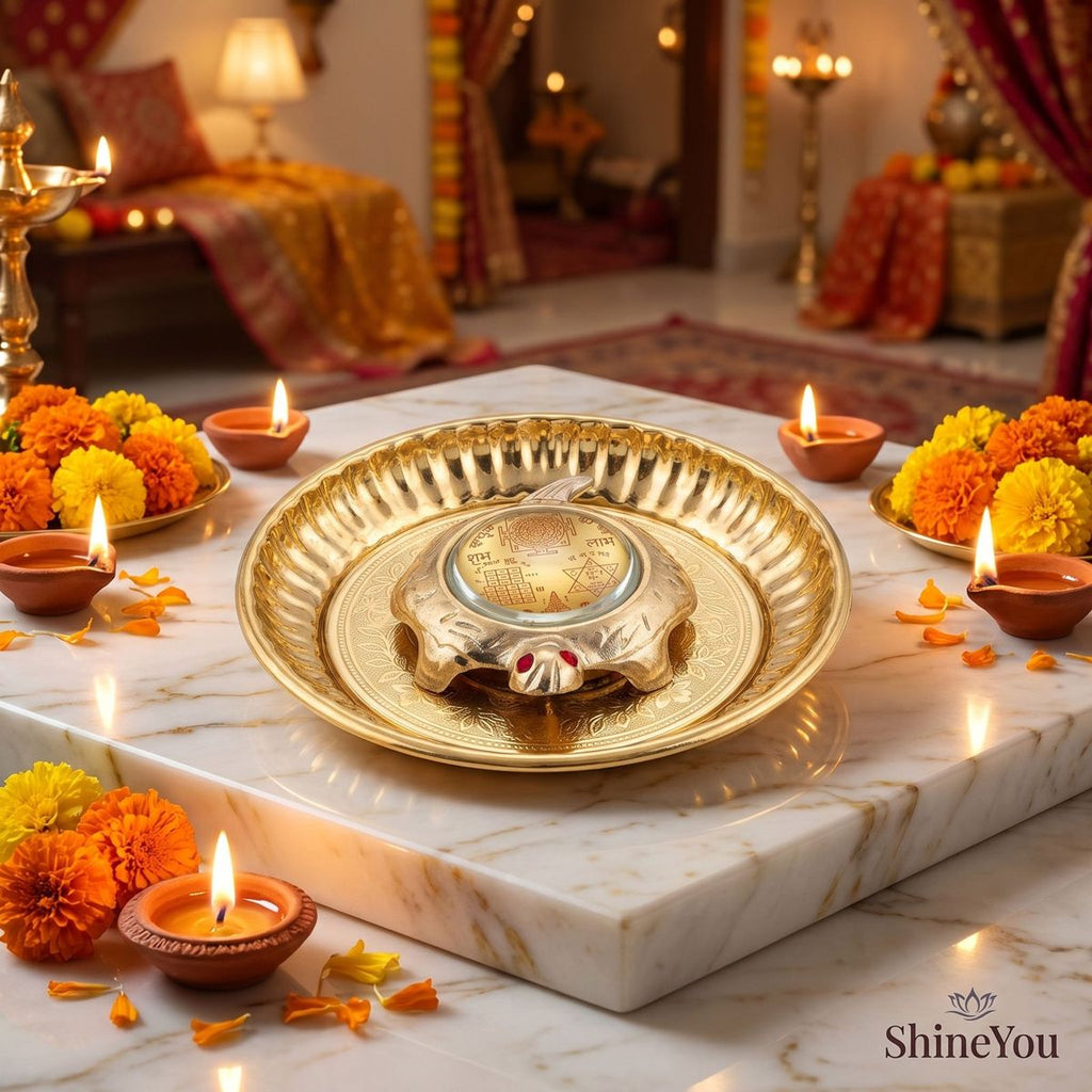 Shri Yantra Tortoise with Decorative Plate — II