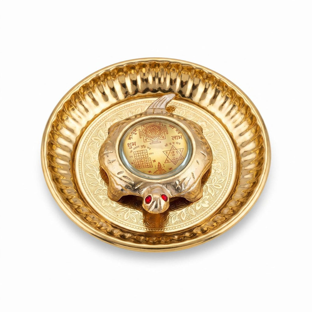 Shri Yantra Tortoise with Decorative Plate — II