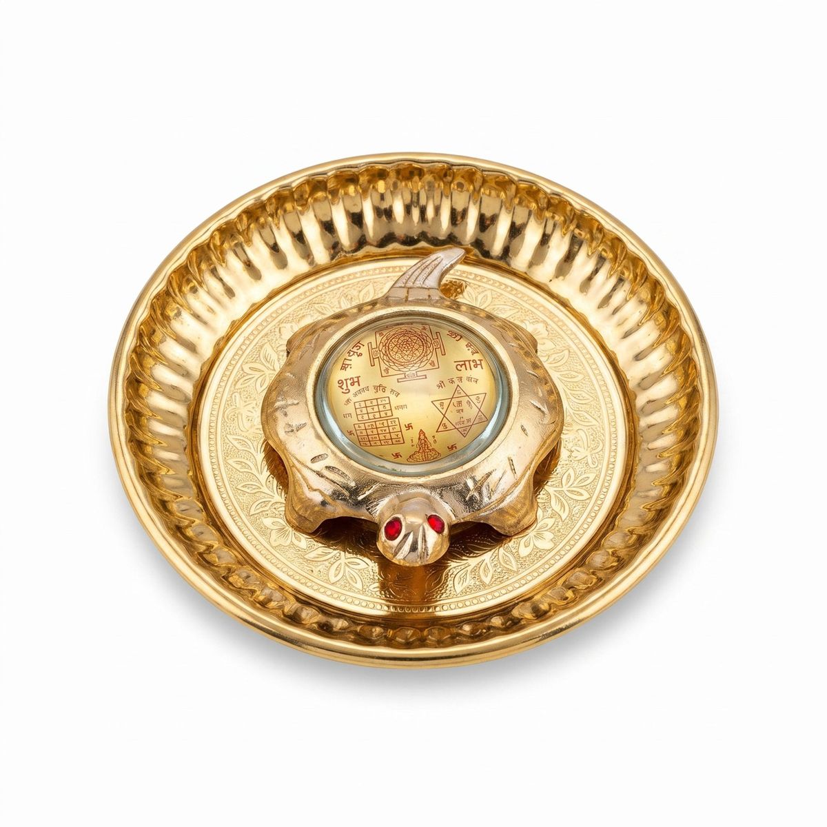 Shri Yantra Tortoise with Decorative Plate — II