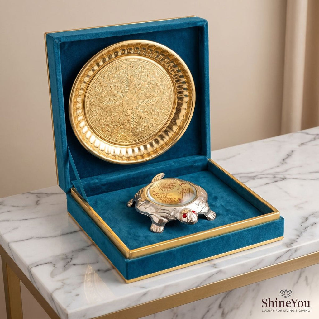 Shri Yantra Tortoise with Decorative Plate — II