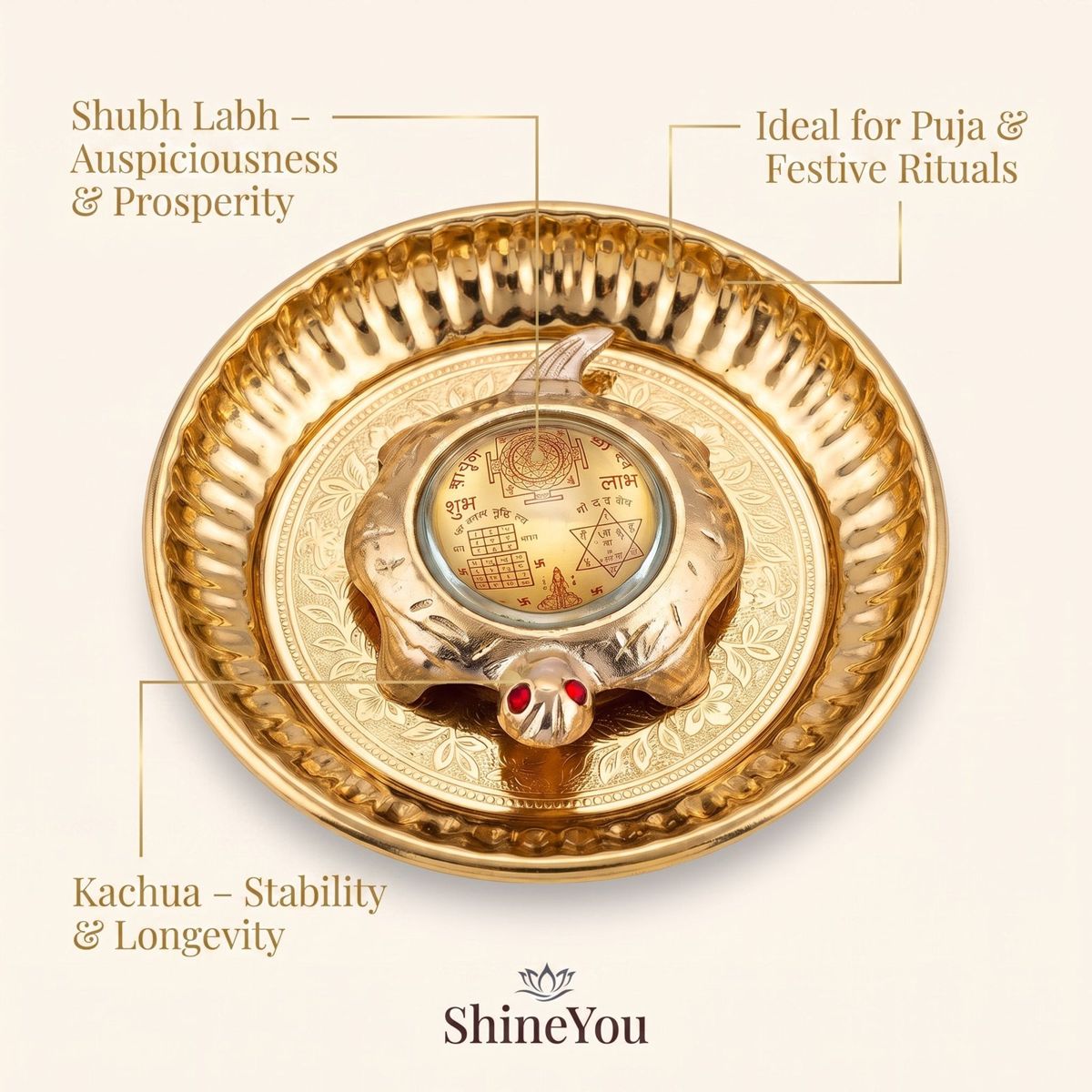 Shri Yantra Tortoise with Decorative Plate — II