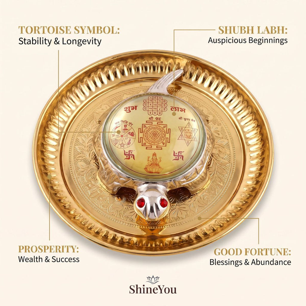 Shri Yantra Tortoise with Decorative Plate — III