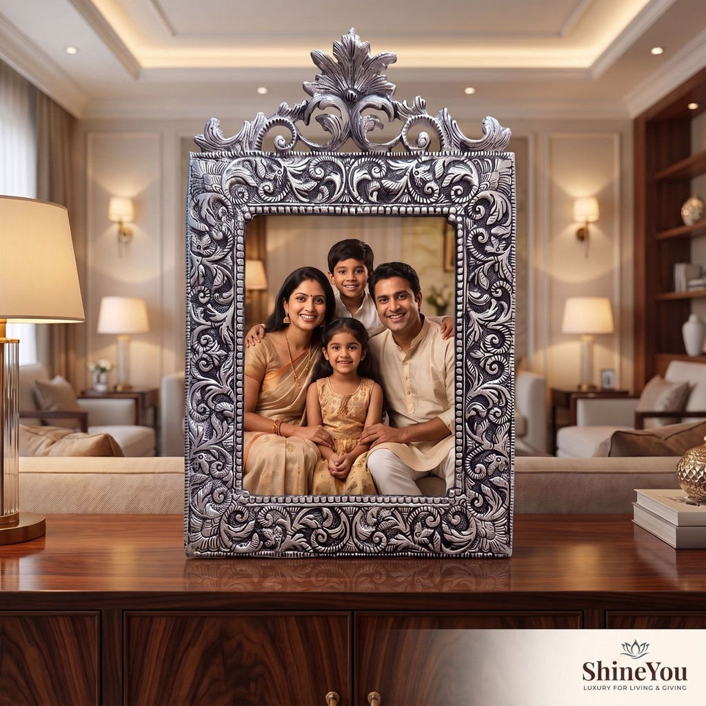 Ornate Antique Silver Photo Frame