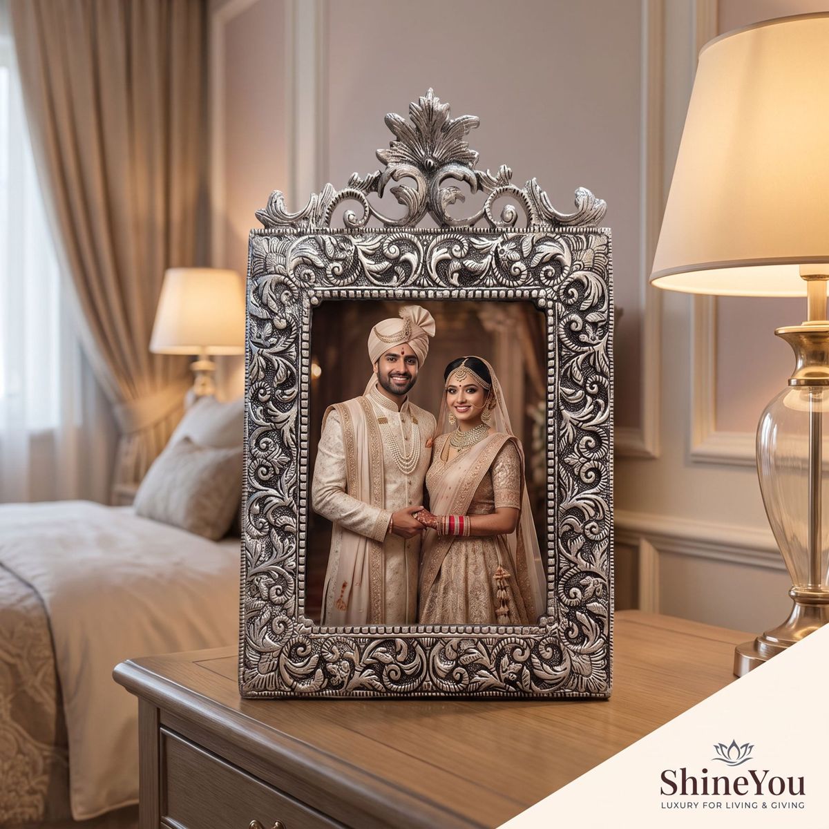 Ornate Antique Silver Photo Frame