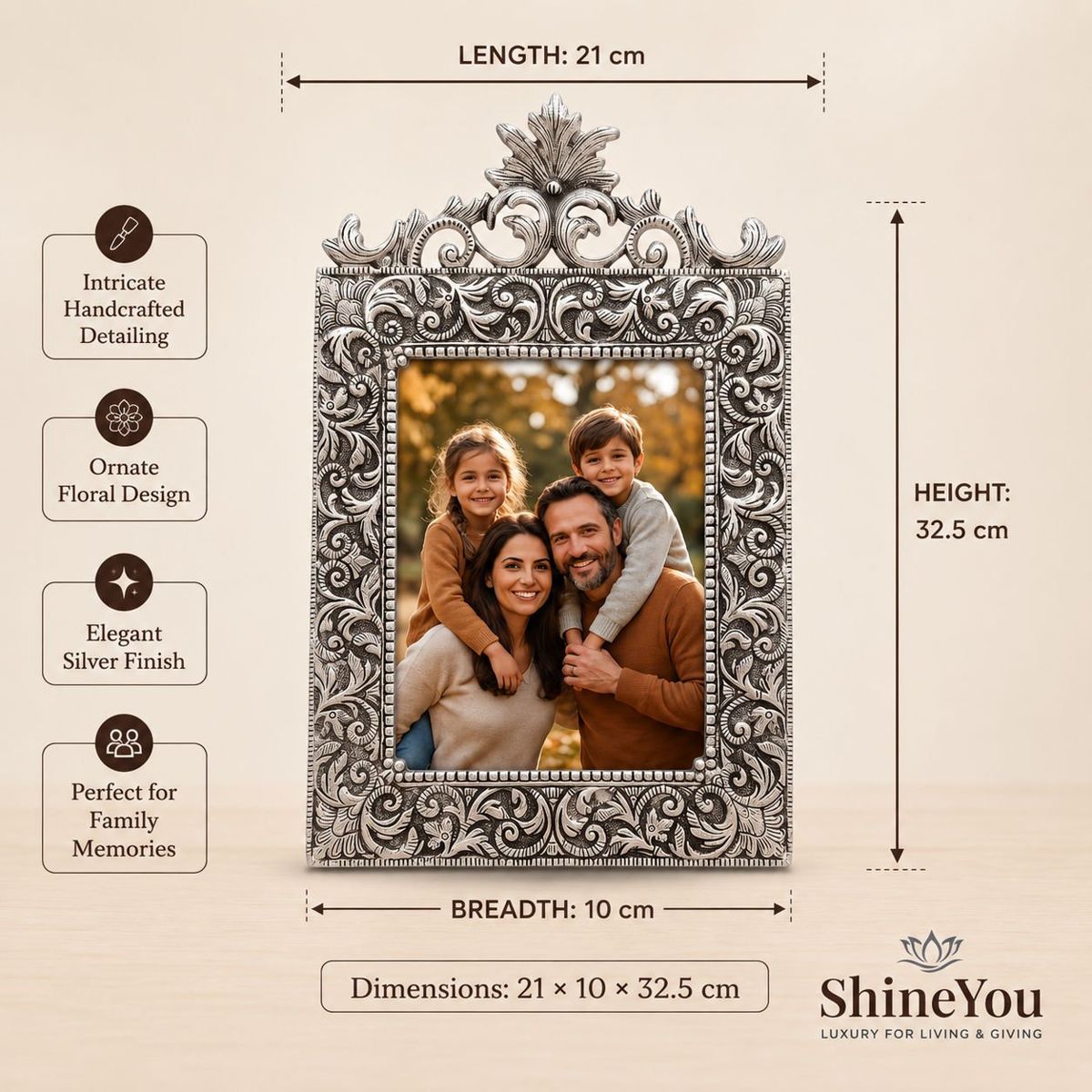 Ornate Antique Silver Photo Frame