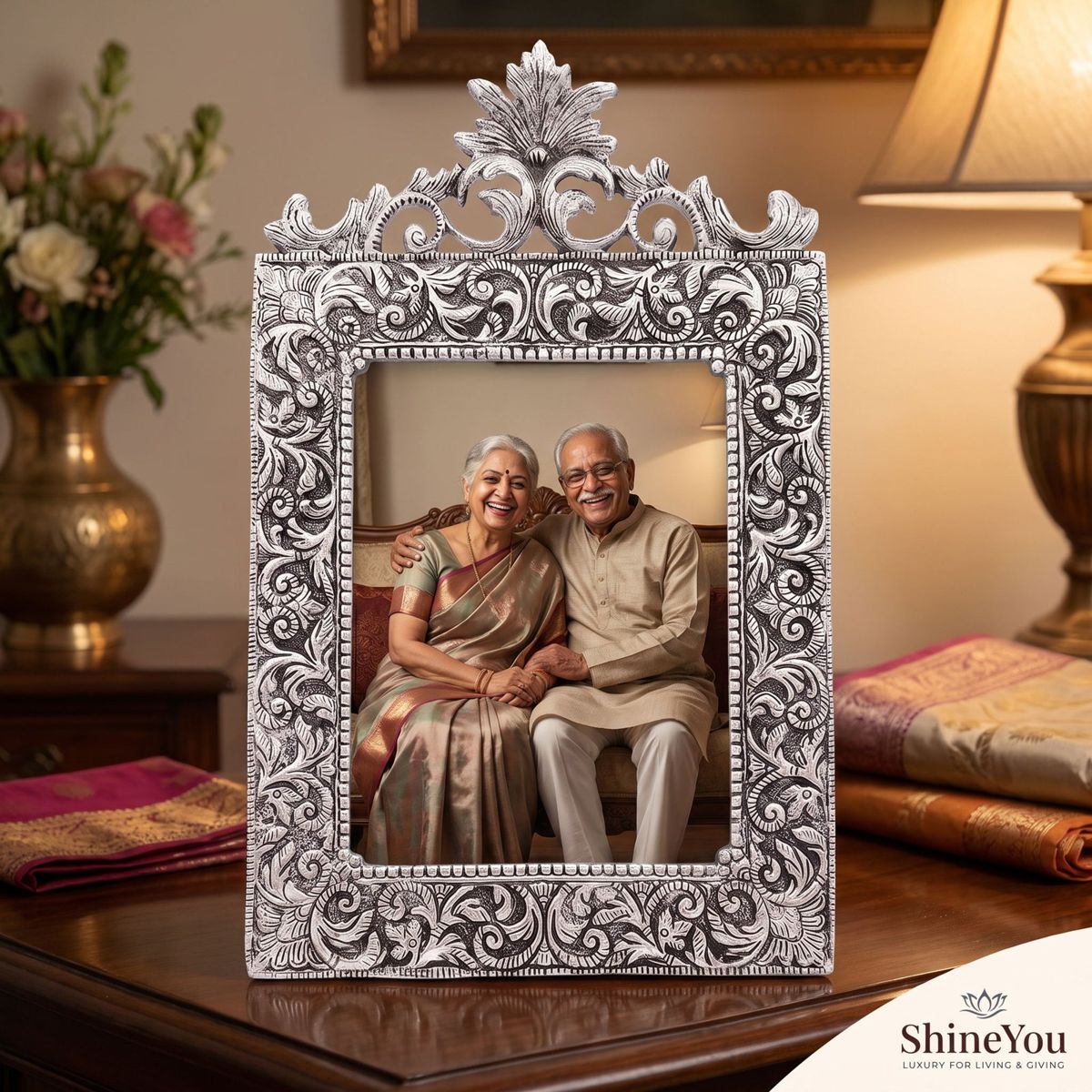 Ornate Antique Silver Photo Frame