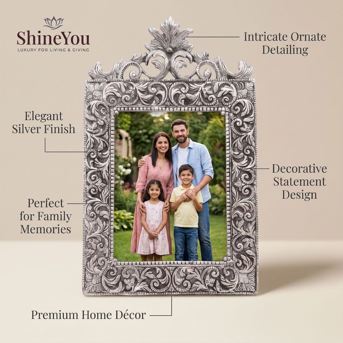Ornate Antique Silver Photo Frame