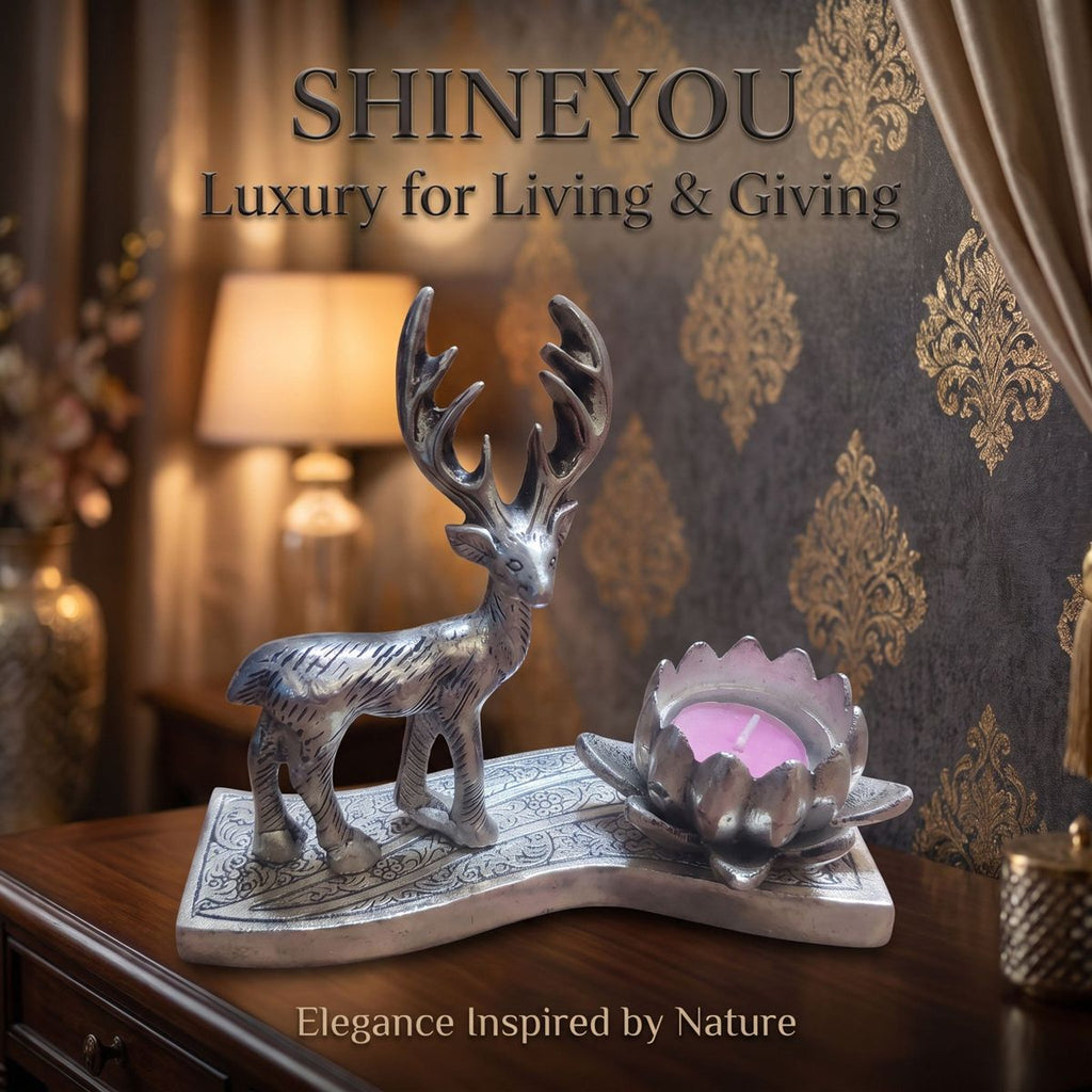 Deer & Lotus Candle Holder