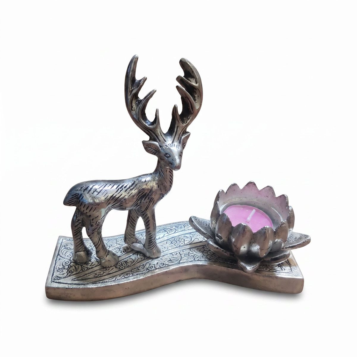 Deer & Lotus Candle Holder