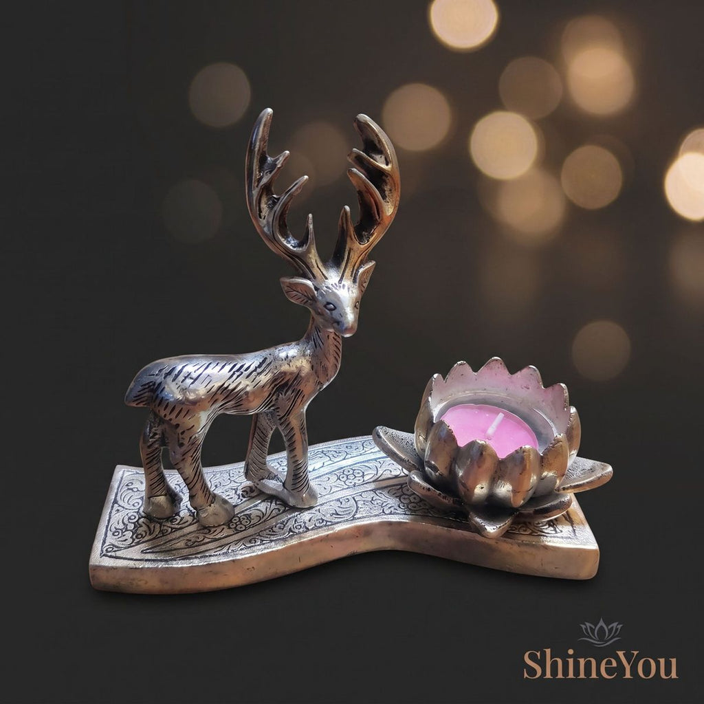 Deer & Lotus Candle Holder