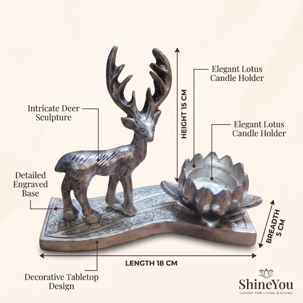 Deer & Lotus Candle Holder