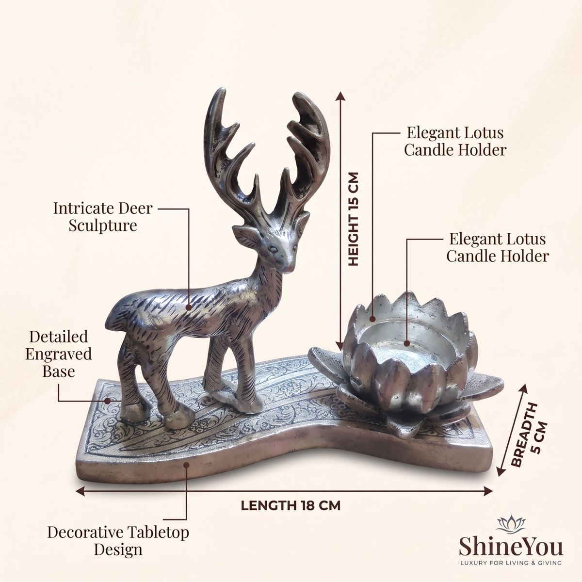 Deer & Lotus Candle Holder