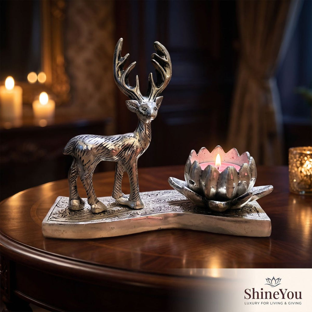 Deer & Lotus Candle Holder