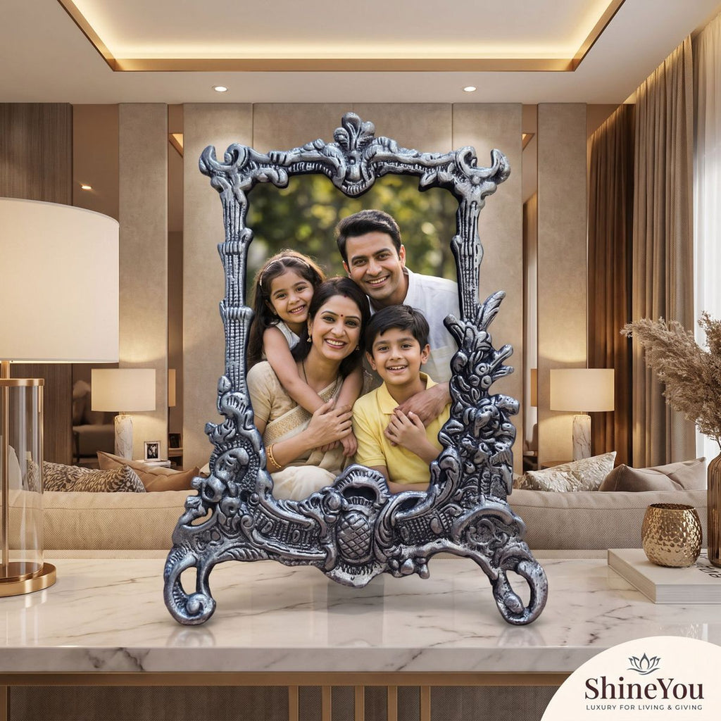 Antique Silver Portrait Photo Frame