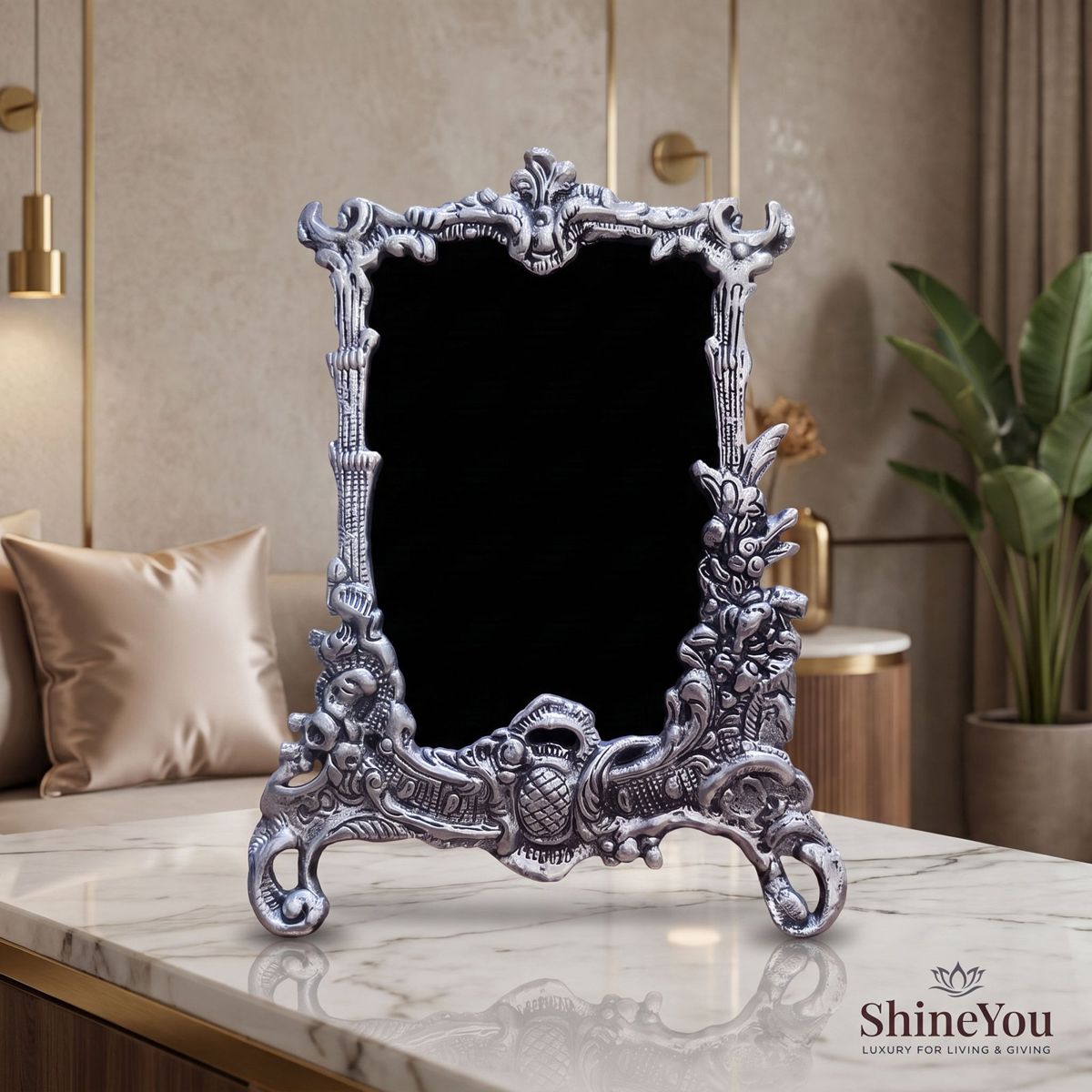 Antique Silver Portrait Photo Frame