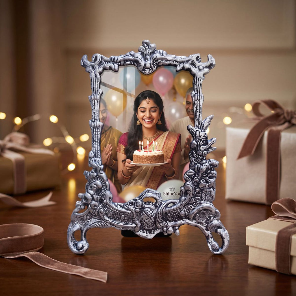 Antique Silver Portrait Photo Frame