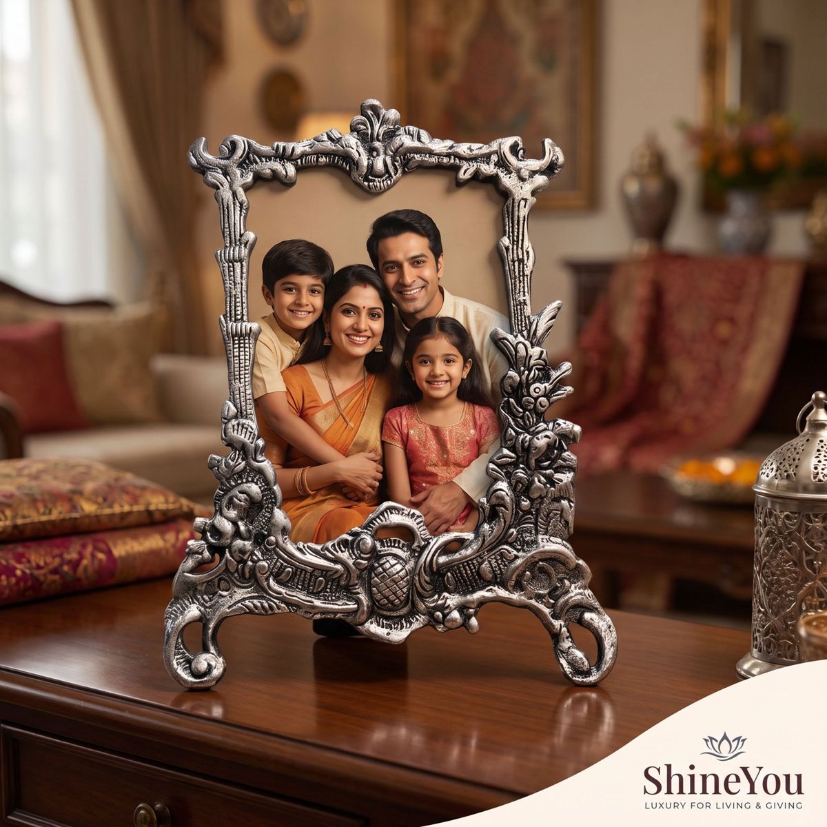 Antique Silver Portrait Photo Frame