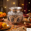 Brass Ashta Lakshmi Kalash — Silver Finish
