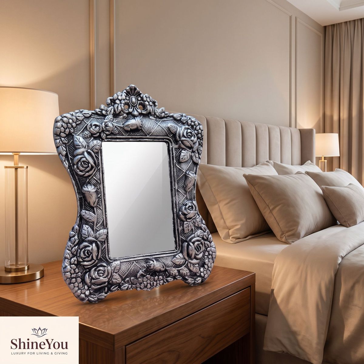 Antique Silver Floral Photo Frame