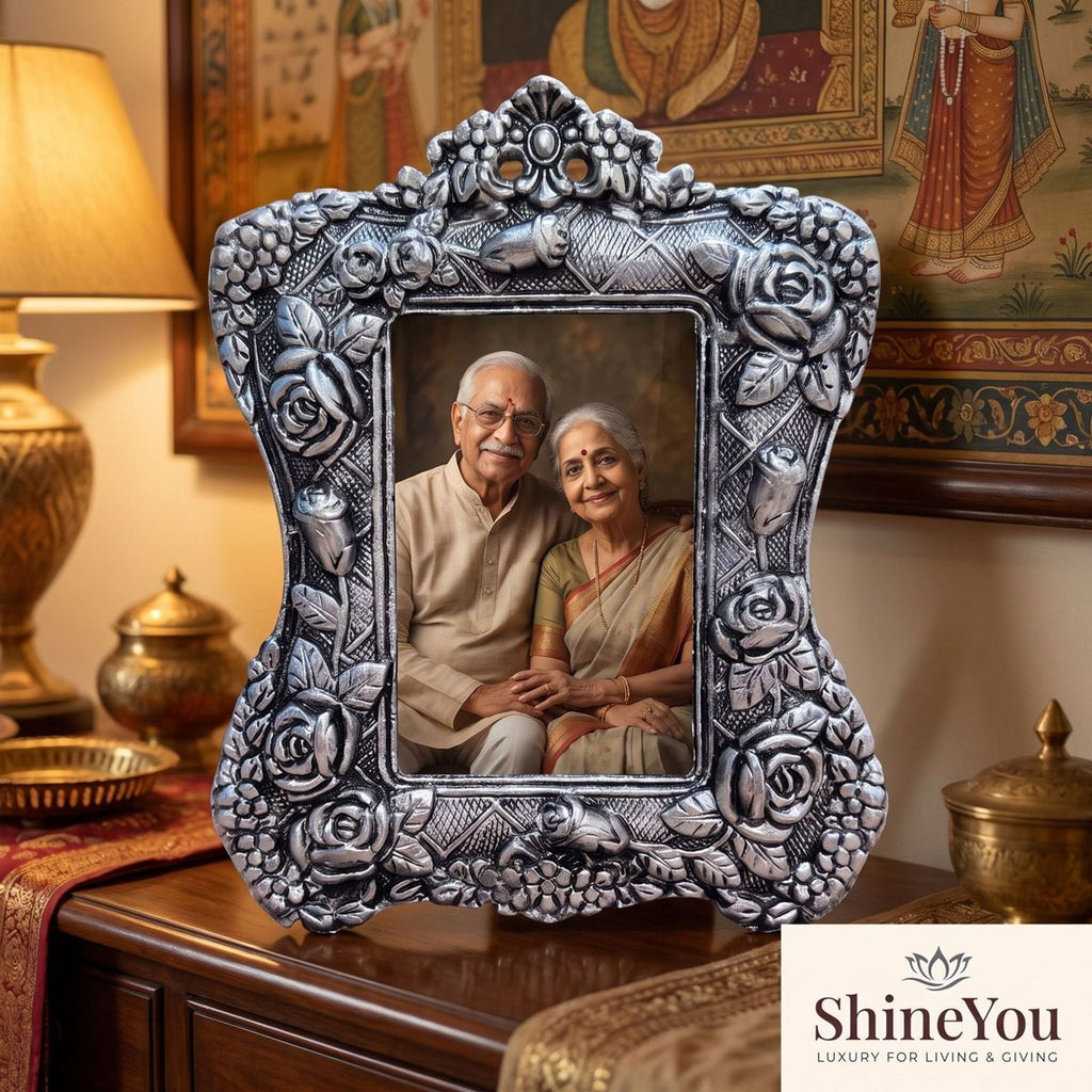 Antique Silver Floral Photo Frame