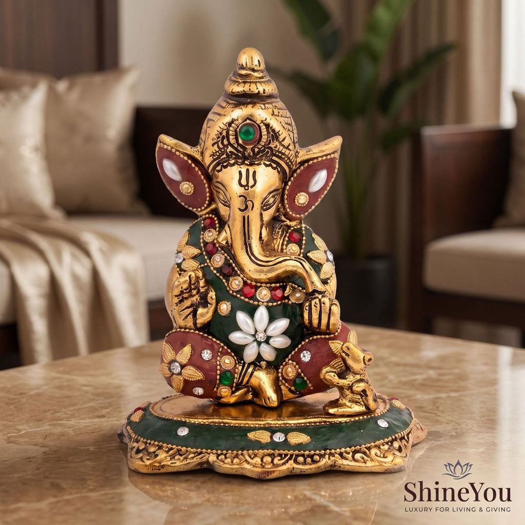 Lord Ganesha Idol — Golden Finish