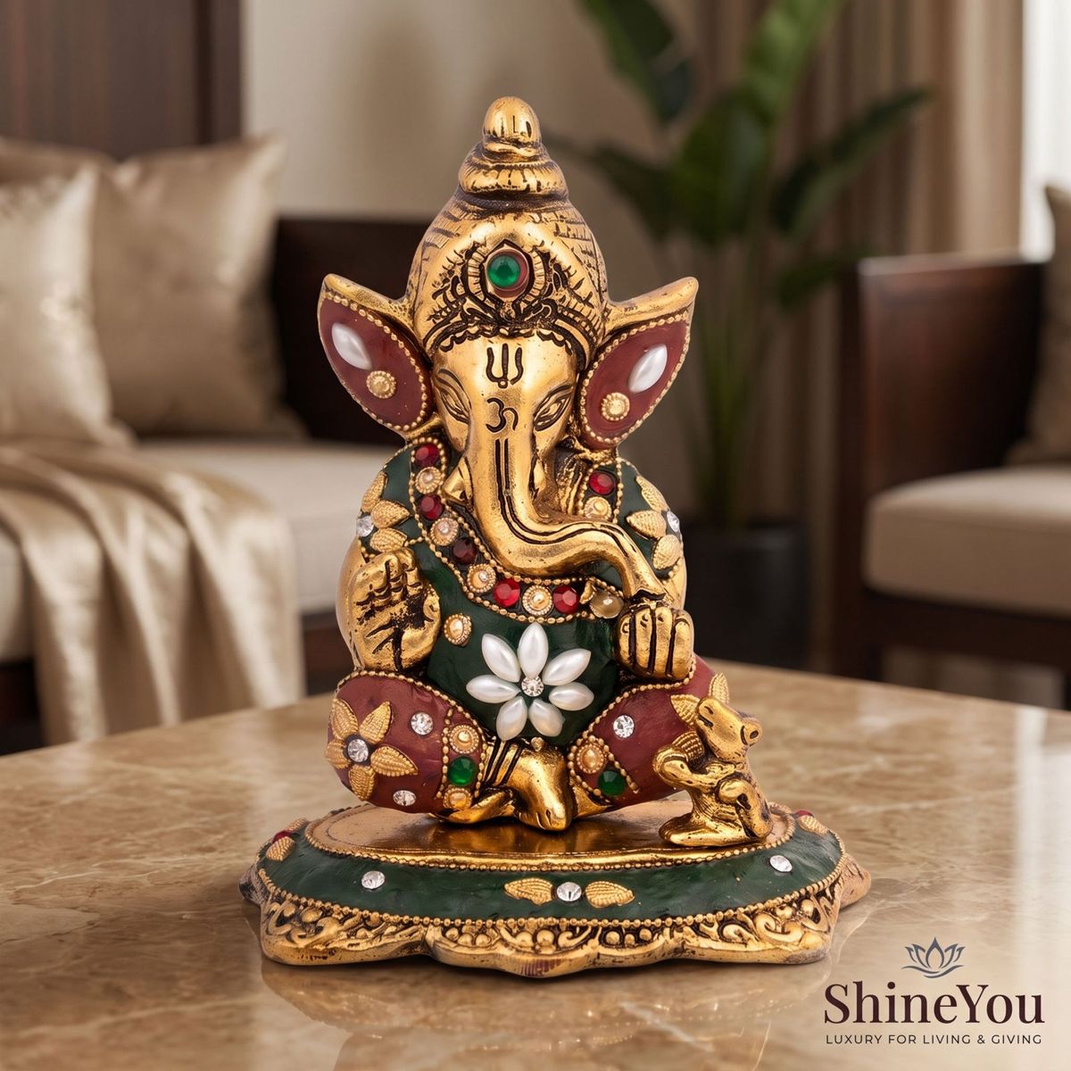 Lord Ganesha Idol — Golden Finish
