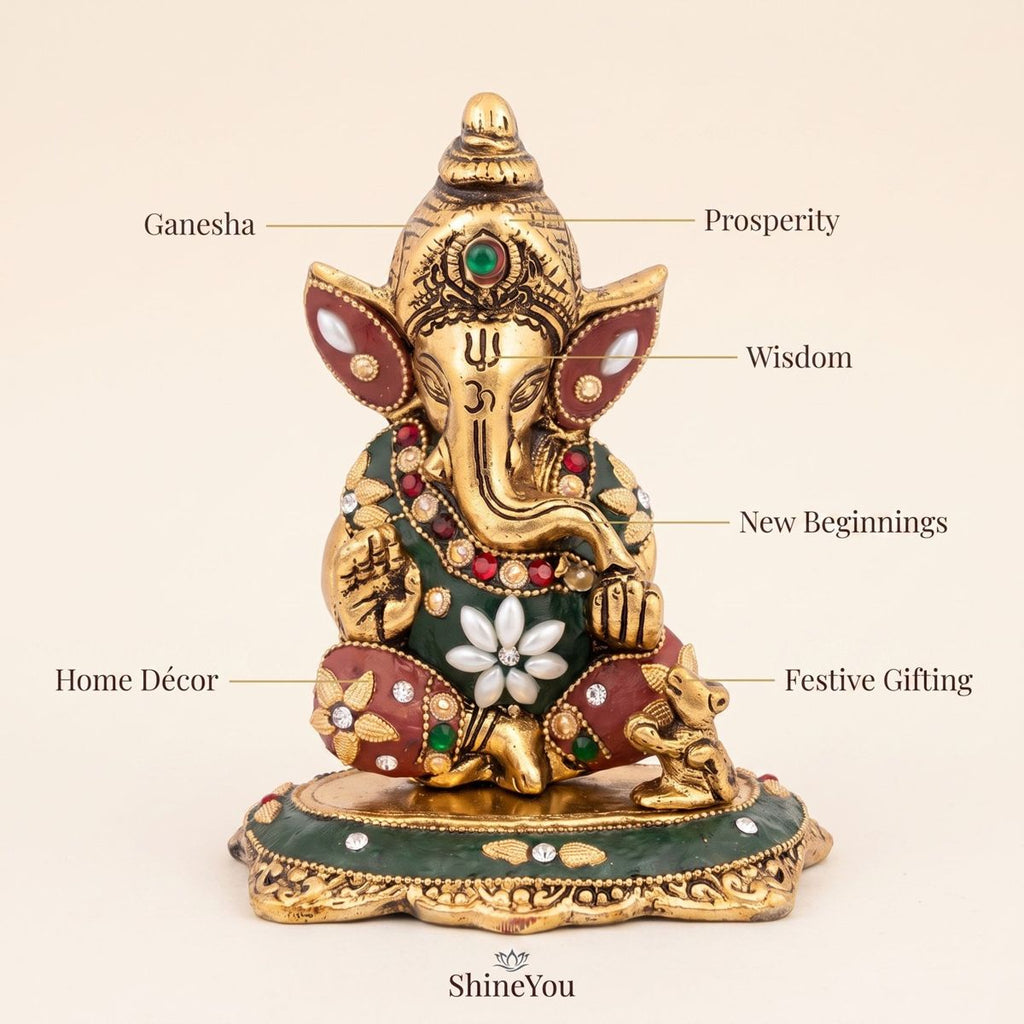 Lord Ganesha Idol — Golden Finish
