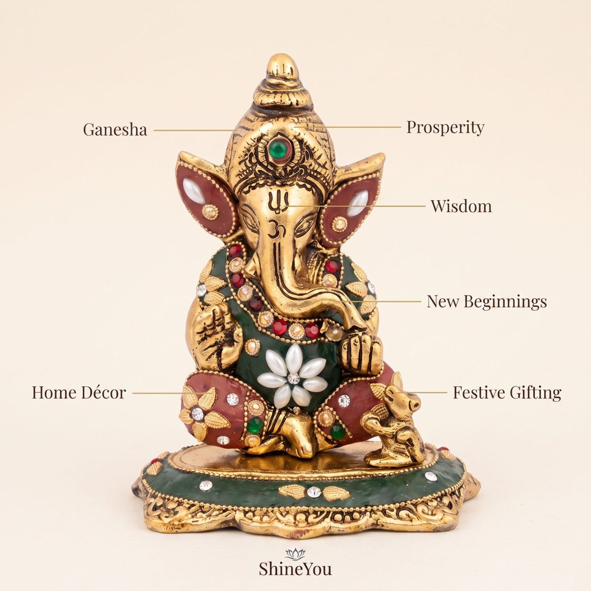 Lord Ganesha Idol — Golden Finish