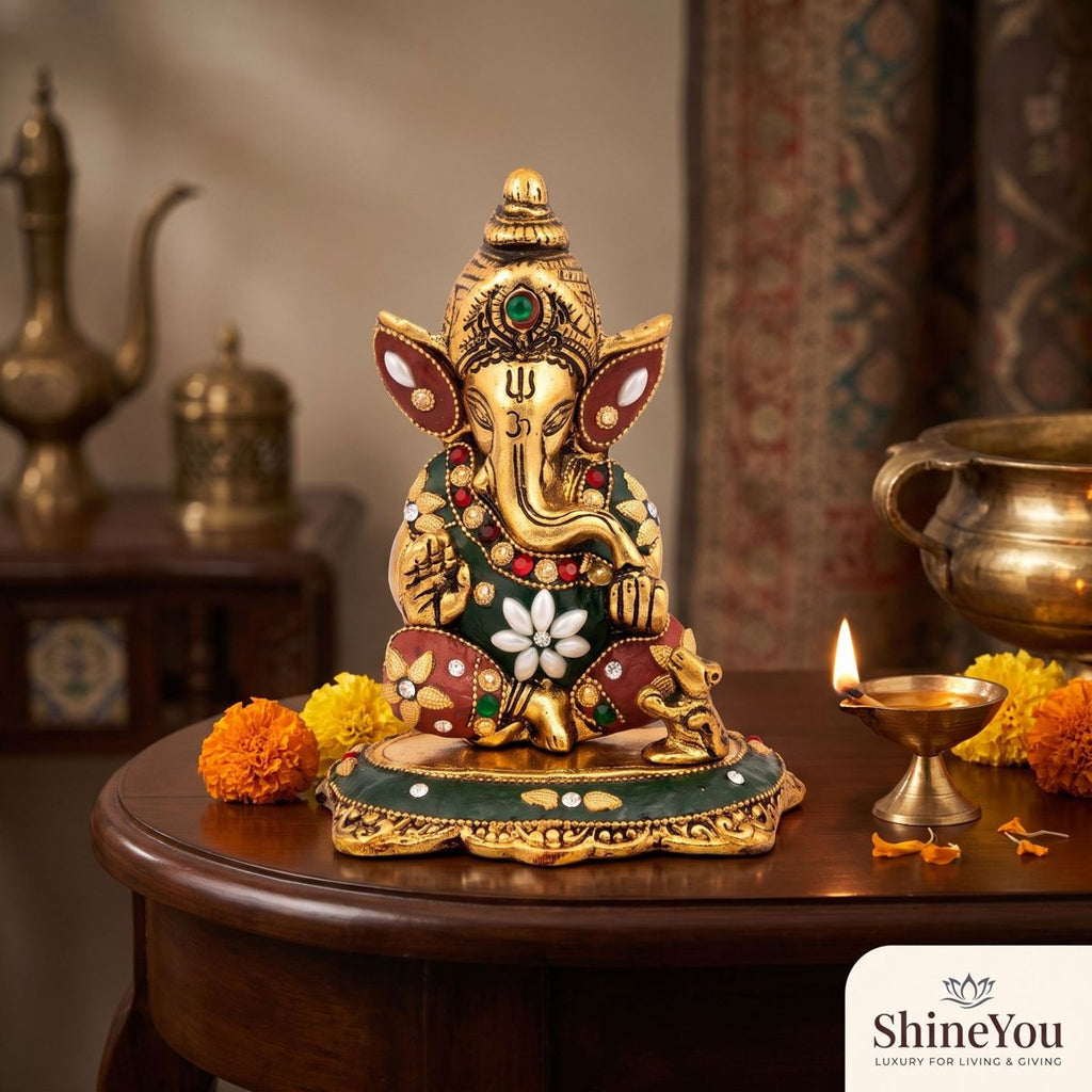 Lord Ganesha Idol — Golden Finish