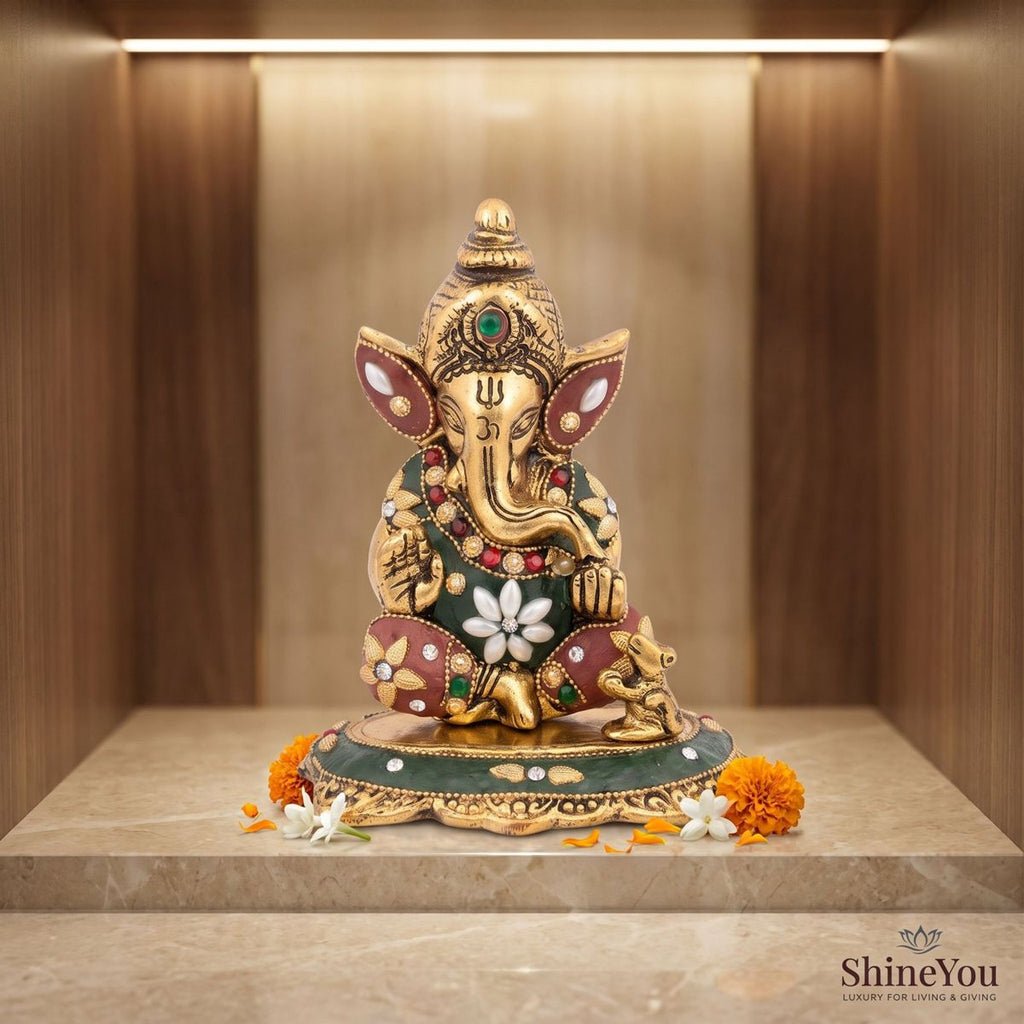 Lord Ganesha Idol — Golden Finish