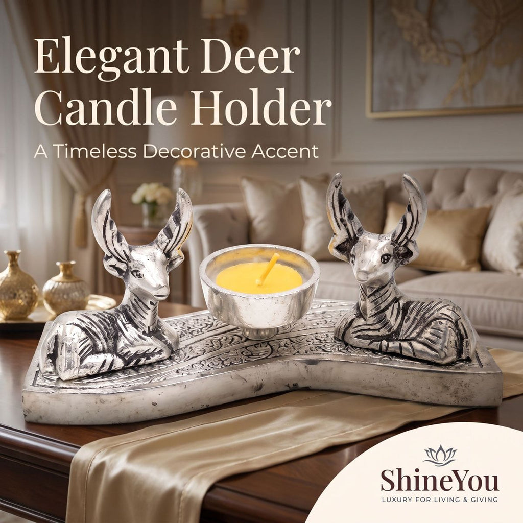 Deer Candle Holder — Silver Finish