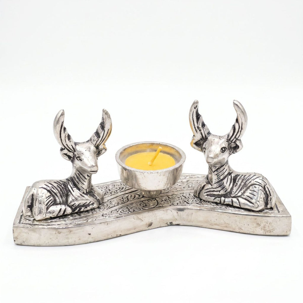 Deer Candle Holder — Silver Finish